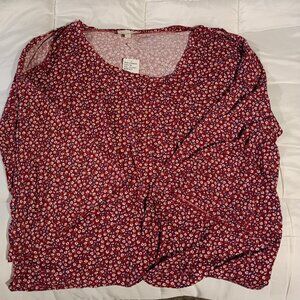 Suzanne Betro Women's Open Shoulder Gathered Waist Top Multicolored 3X NWT